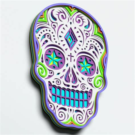 Multilayer Sugar Skull Mandala S6 Dxf Svg Vector Mexican Etsy