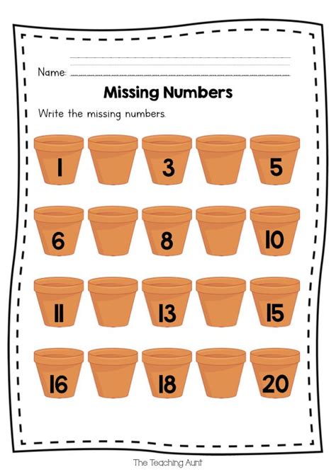 Free Missing Numbers Worksheets The Teaching Aunt Missing Number
