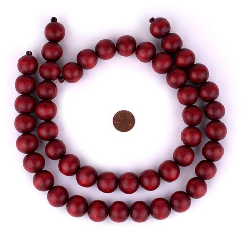 Cherry Red Round Natural Wood Beads 18mm The Bead Chest