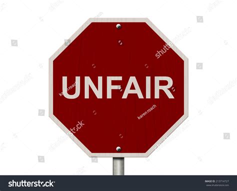 Unfair Sign Red Stop Sign With Word Unfair Isolated On White Stock
