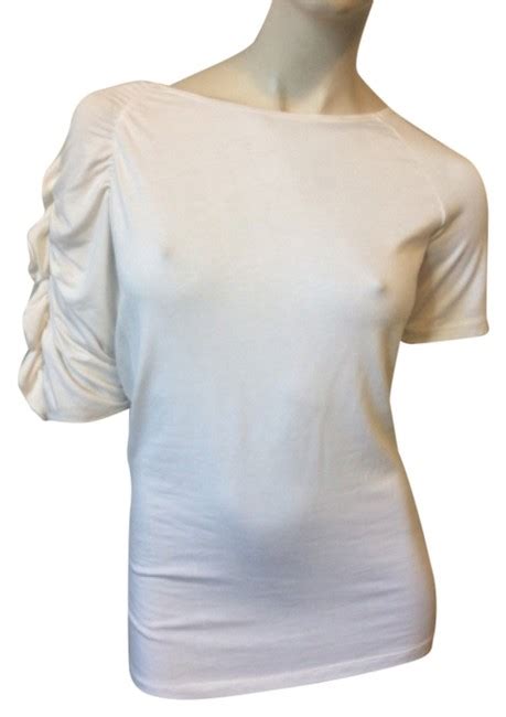 Christian Siriano White Ruffle Tee Blouse Size 4 S Tradesy