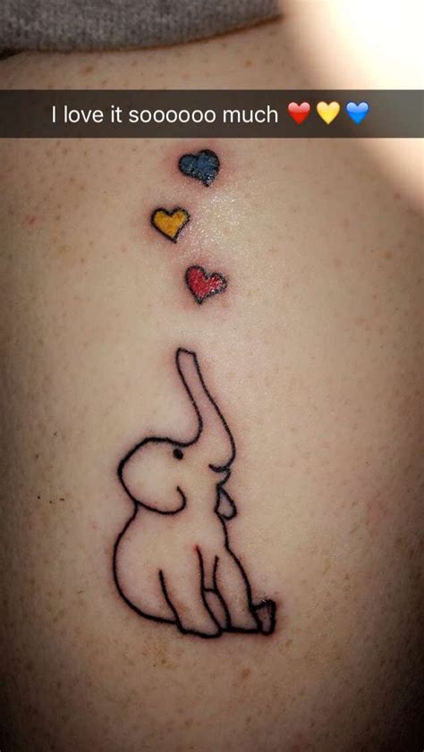 Lucky Elephant With Colored Hearts Tattoo Ideen