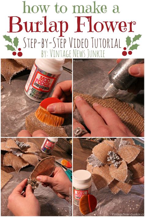 How To Make A Burlap Flower With Glitter Video Tutorial Vintage
