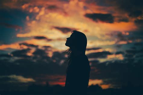 Women Side View Nature Sunset Women Outdoors Clouds