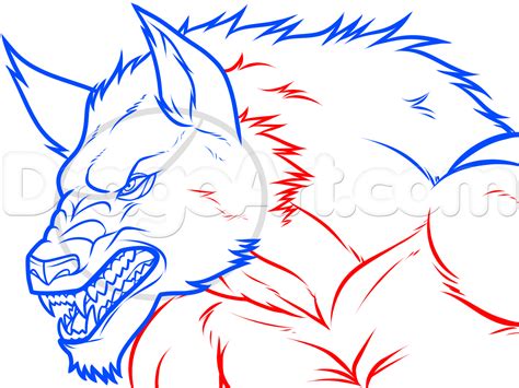 How To Draw A Werewolf Easy Step 7 Werewolf Drawing Drawings Werewolf