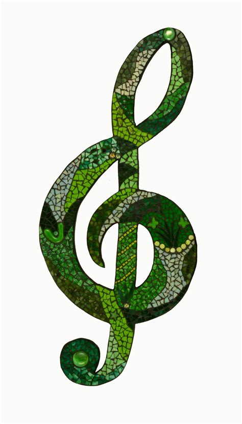 Green Stained Glass Mosaic Music Note Mosaic Art Mosaic Art