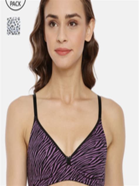 buy macrowoman w series pack of 2 purple and white printed non wired non padded everyday bra bra