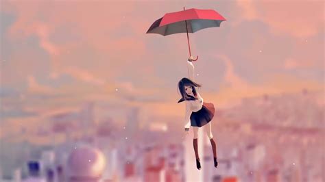 Anime Girl Floating With Umbrella Live Wallpaper Youtube