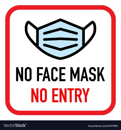 No Facemask No Entry Sign Information Warning Vector Image