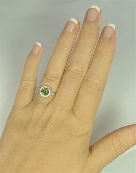 Green Tourmaline Ring Natural Gemstone Solitaire Ring Sterling Silver
