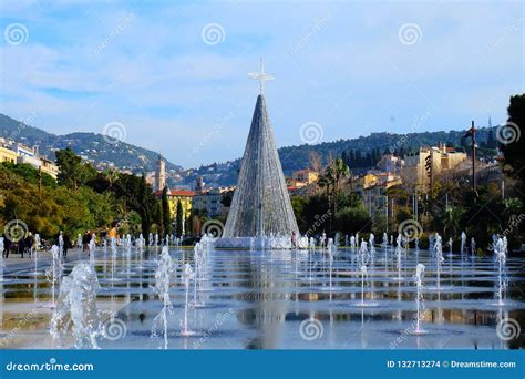 Christmas Tree On The Promenade Du Paillon Of Nice City France