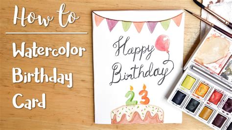 Easy Diy Watercolor Birthday Card Youtube