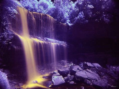 Purple Waterfall Waterfall Photo Infrared Photography Waterfall