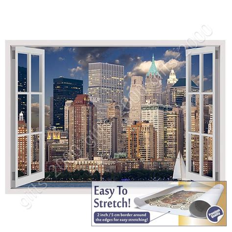 City Landscape By Fake 3d Window Canvas Rolled Wall Art Giclee