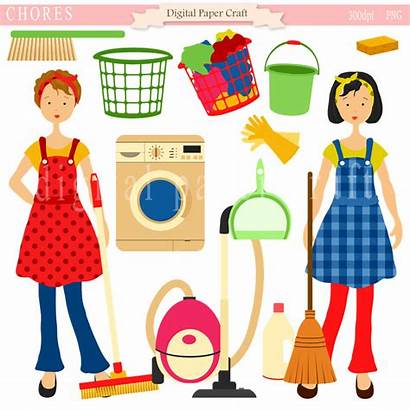 Clipart Chores Housework Cleaning Clip Maid Organizing