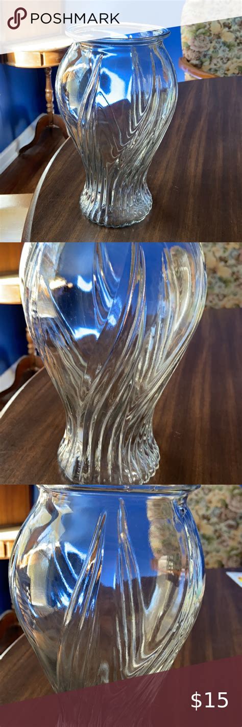 Vintage Glass Vase With Swirls And Smooth Pattern In Very Good