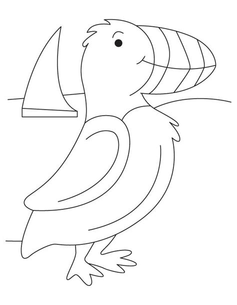 Here is a cartoon coloring image of a puffin standing on the shore. Puffin Coloring Page - Coloring Home