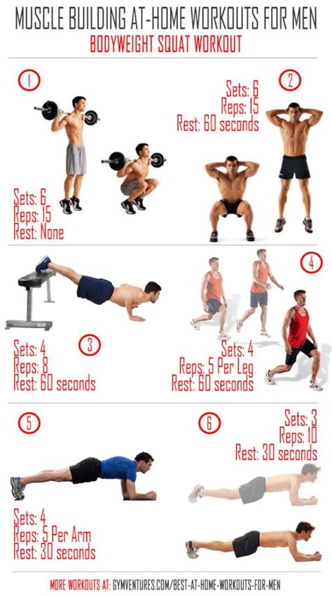 At Home Workouts For Men 10 Muscle Building Workouts Squat Workout