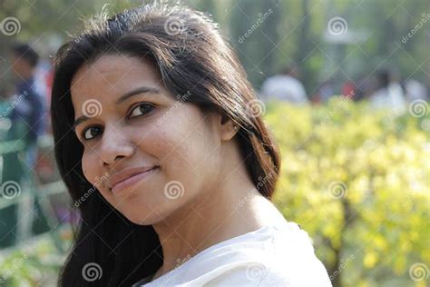 Beautiful Adult Indian Girl Portrait View With Face Closeup Stock Image