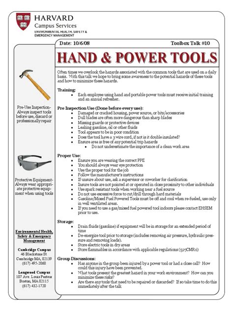 Toolbox Talks Hand And Portable Power Tools English Personal