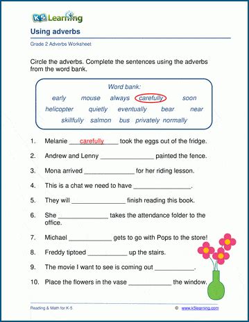 Adverbs Worksheets For Grade
