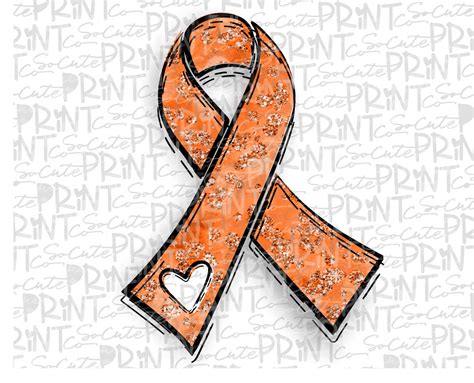 Awareness Orange Ribbon Clipart Cancer Awareness Png File Etsy