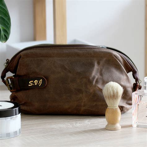 Personalised Mens Waxed Canvas Leather Wash Bag By Studio Hop