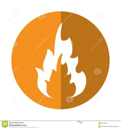 Hot Flame Spurts Fire Design Yellow Circle Stock Vector Illustration