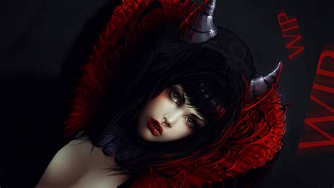 Fantasy Art Dark Horror Gothic Demon Women Girl Evil Sexy