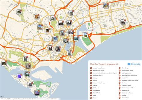 Kaart Van Singapore Toerist Attracties En Monumenten Van Singapore
