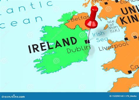 Irlanda Dublin Capital Fixado No Mapa Político Ilustração Stock