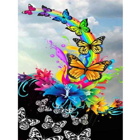Diamond Painting Full Round Rainbow Butterfly