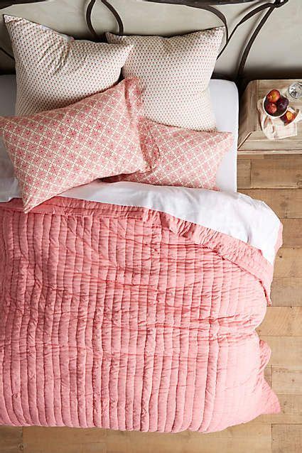 Anthropologie Kerry Cassill Channeled Lycia Quilt Coral Queen Bedding