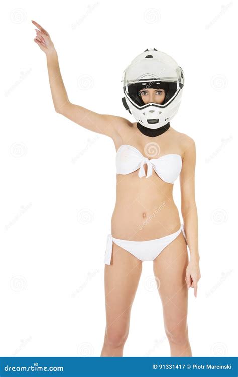 Woman In Motorcycle Helmet Stock Image Image Of Lifestyle Panties