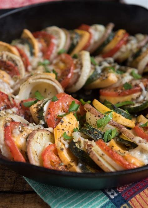 A delicious green been side dish that can give an updated and bright twist to the traditional green bean casserole! Layered Roasted Vegetables with Parmesan- they are super ...