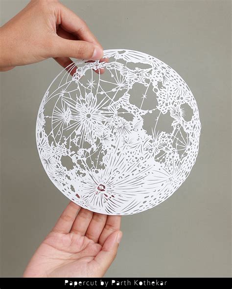 Moon Paper Cutting Lunar Paper Art Luna Moon Art Earth Etsy