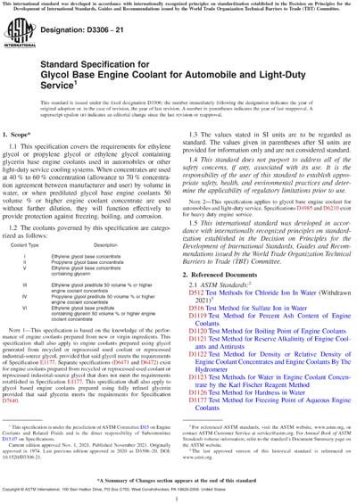 Astm D Standard Specification For Glycol Base Engine Coolant