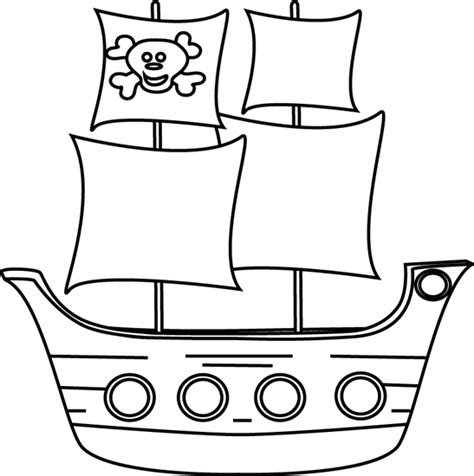 lack and White Pirate Ship | Pirate ship drawing, Pirate ...
