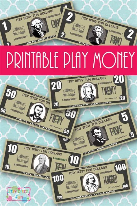 Free Printable Realistic Play Money More Money Activities Preschool