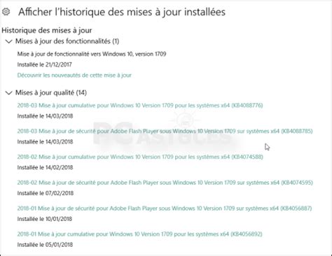 Voir Les Mises à Jour Installées Windows 10