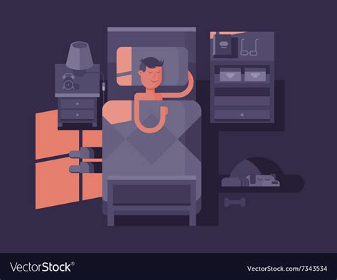 Man Sleep In Bed Royalty Free Vector Image Vectorstock