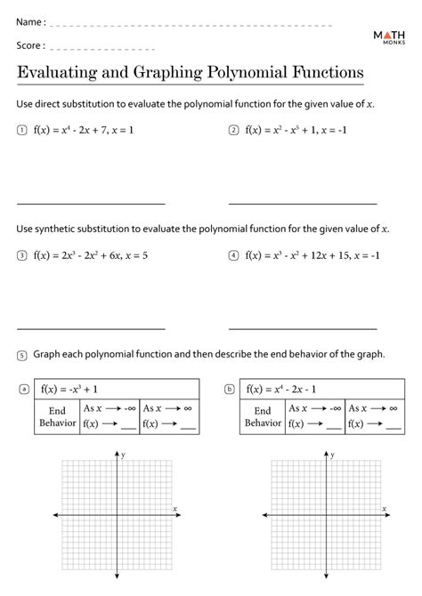 Graphing Polynomial Functions Worksheets With Answer Key