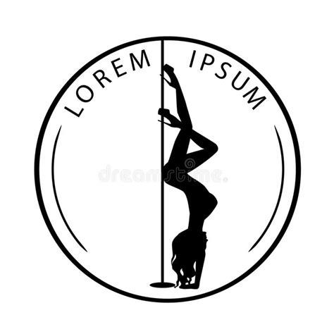silhouette women pole dance exotic logo black and white stock vector