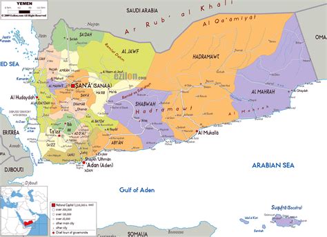 Large Political And Administrative Map Of Yemen With Roads Cities And