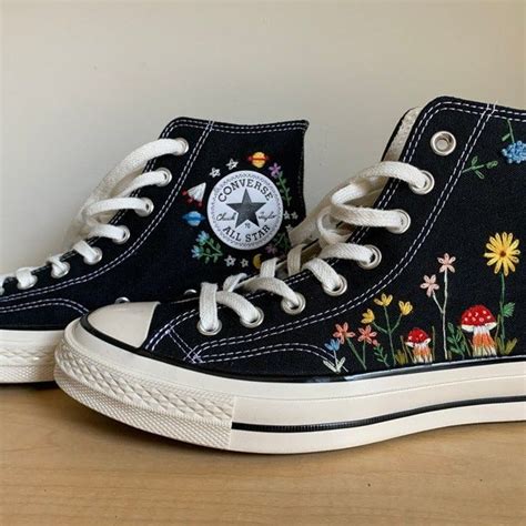 Custom Embroidered Converse Mushroom Shoes Sweet Beach Day Etsy In