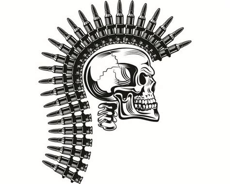 Military Skull 3 Bullet Mohawk Ammunition Ammo Soldier Weapon