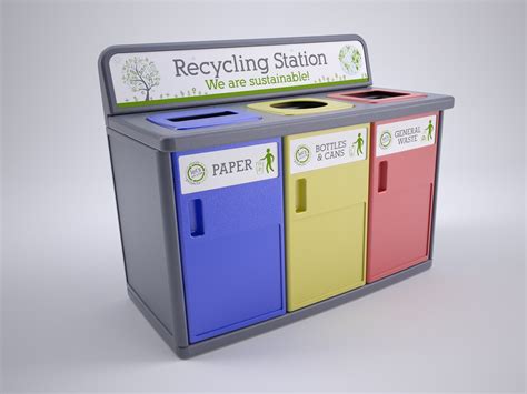 The Projects Inspired Three Way Recycling Station Bin Improving Sustainability Practices In