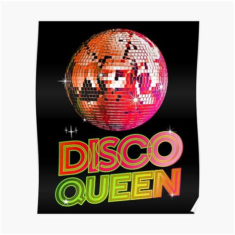 Disco Queen Retro 70s Tee Seventies Neon Disco Ball Poster For Sale