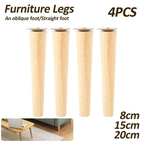 Willstar 4pcs Solid Oak Wood Sofa Legs Inclined Coffee Table Feet