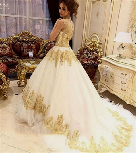 Order online now and spread the cost with take 3. White And Gold Wedding Gowns | Gold wedding dress, Muslim ...